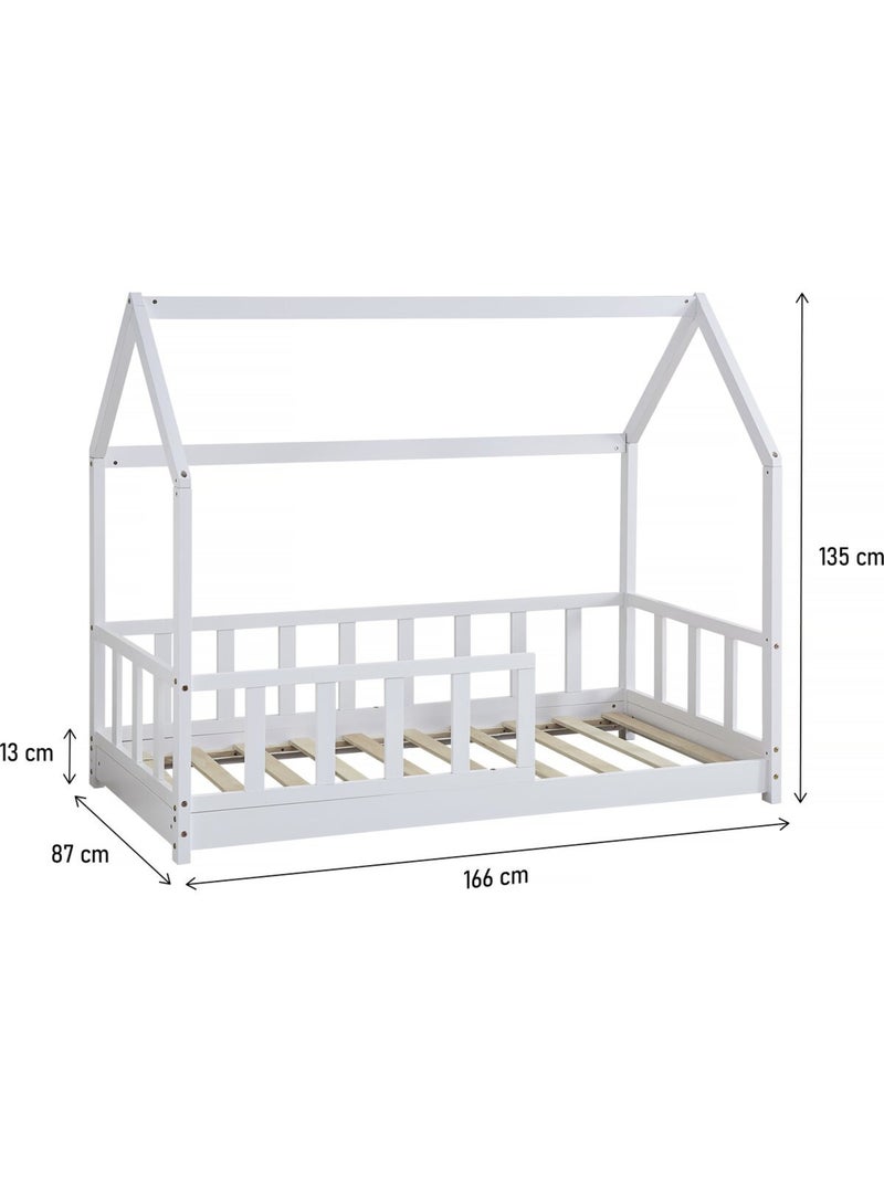 Lit cabane en bois "Charlotte" Blanc - Kiabi