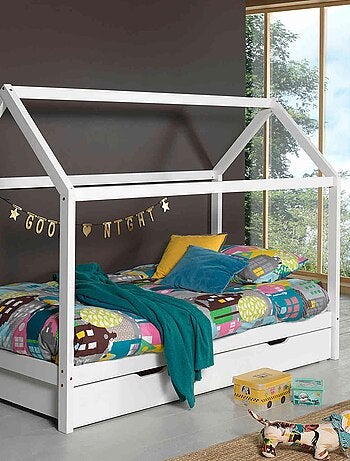 Lit cabane en bois massif avec tiroir