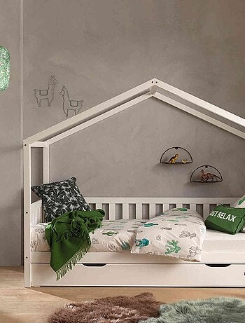 Lit cabane en bois massif avec tiroir