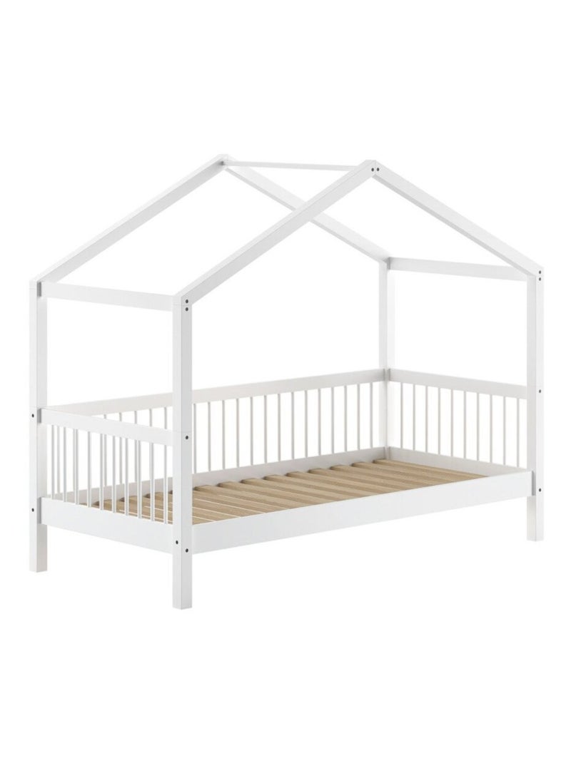 Lit cabane en hêtre massif  AUBANE Blanc - Kiabi
