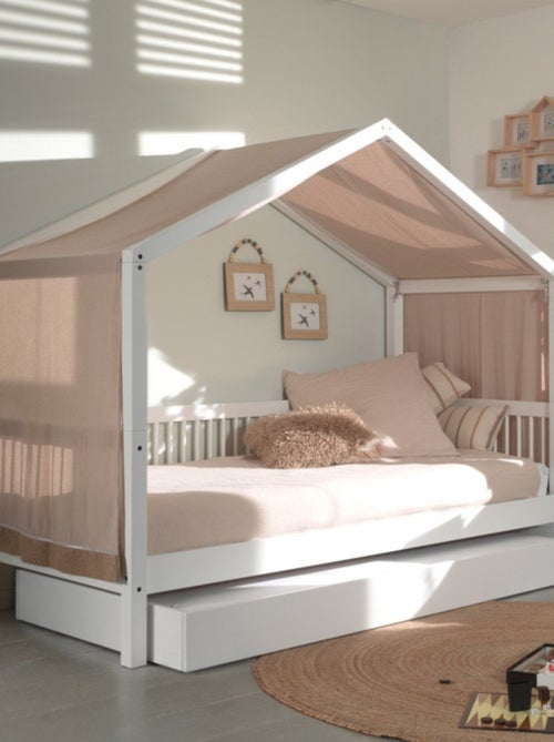 Lit cabane en hêtre massif  AUBANE - Kiabi