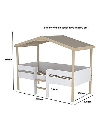 Lit cabane en hêtre massif