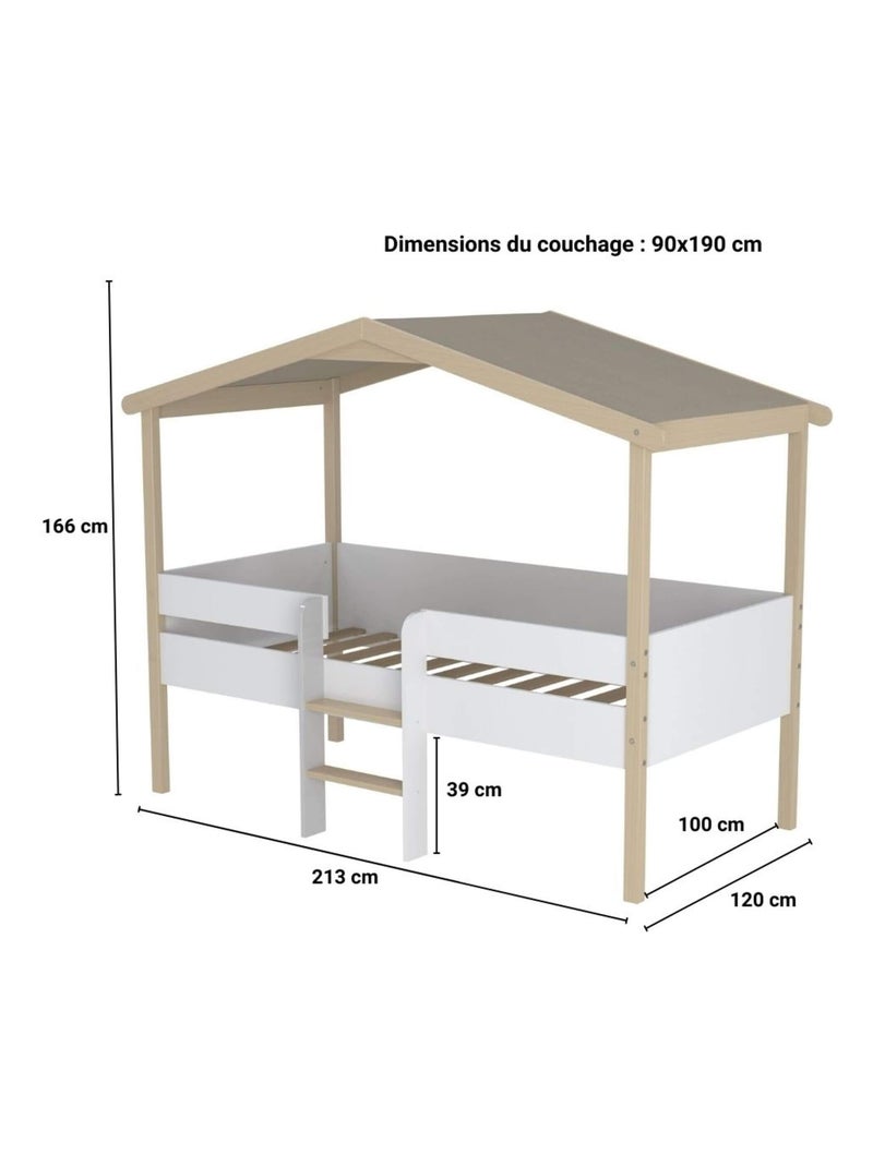 Lit cabane en hêtre massif Marron clair - Kiabi
