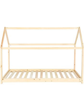 Lit cabane enfant 90 x 190cm pin naturel sommier inclus tobias