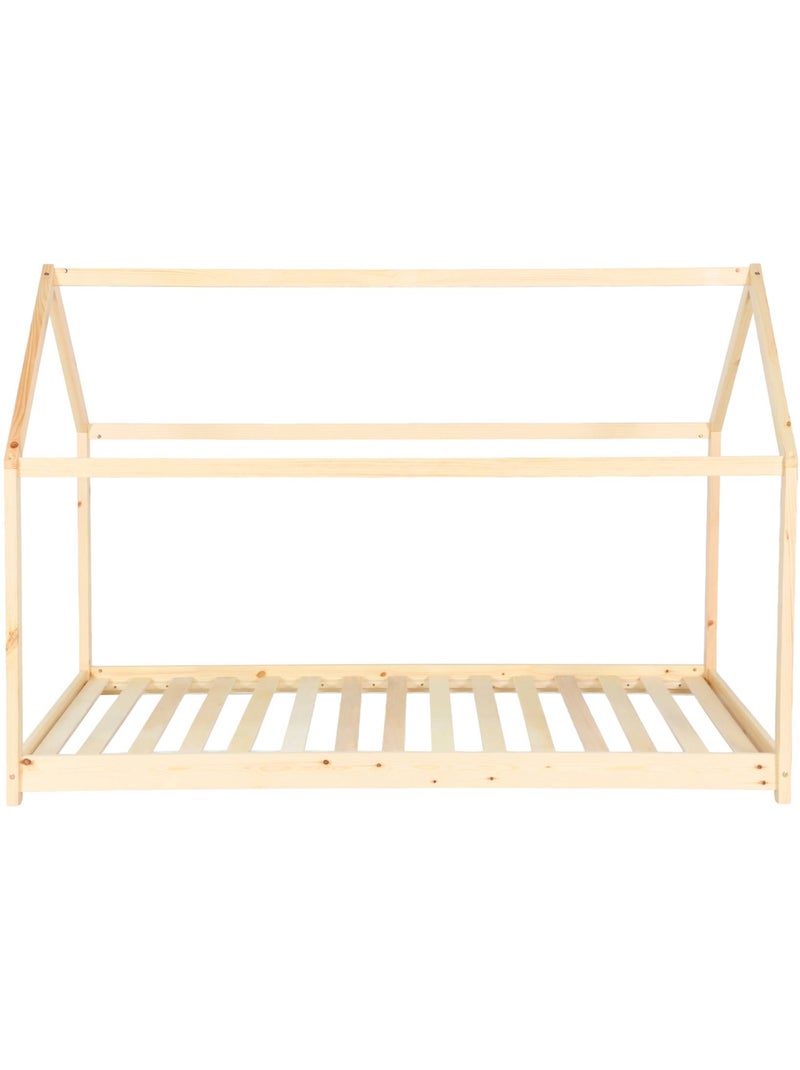 Lit cabane enfant 90 x 190cm pin naturel sommier inclus tobias Beige naturel - Kiabi
