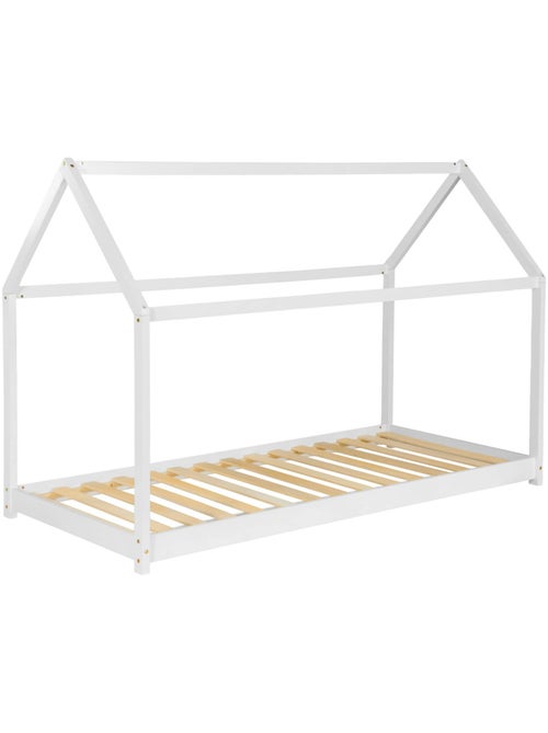 Lit cabane enfant 90 x 190cm pin naturel sommier inclus Tobias - Kiabi