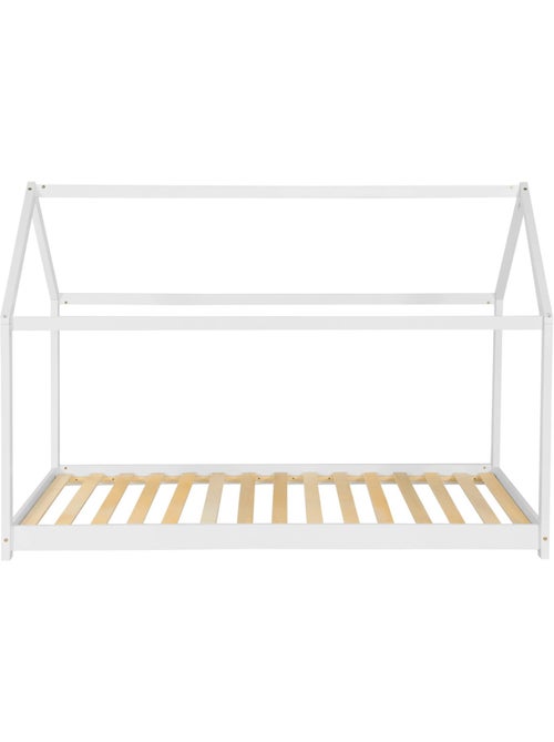 Lit cabane enfant 90 x 190cm pin naturel sommier inclus Tobias - Kiabi