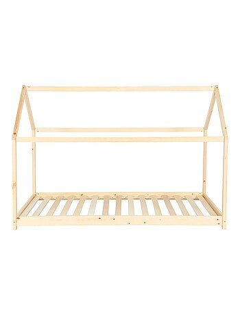 Lit cabane enfant 90 x 190cm pin naturel sommier inclus Tobias