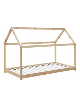 Lit cabane enfant 90 x 190cm pin naturel sommier inclus Tobias