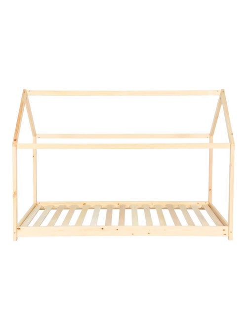 Lit cabane enfant 90 x 190cm pin naturel sommier inclus Tobias - Kiabi