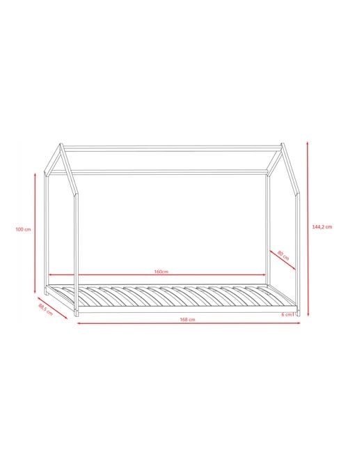 Lit Cabane Enfant Bella - Bois, 160x80cm - Kiabi