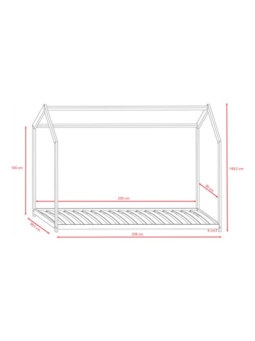 Lit Cabane Enfant Bella - Bois, 200x90cm - Kiabi