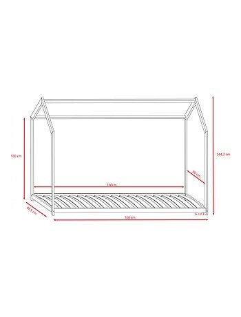 Lit Cabane Enfant Bella - Bois, 160x80cm