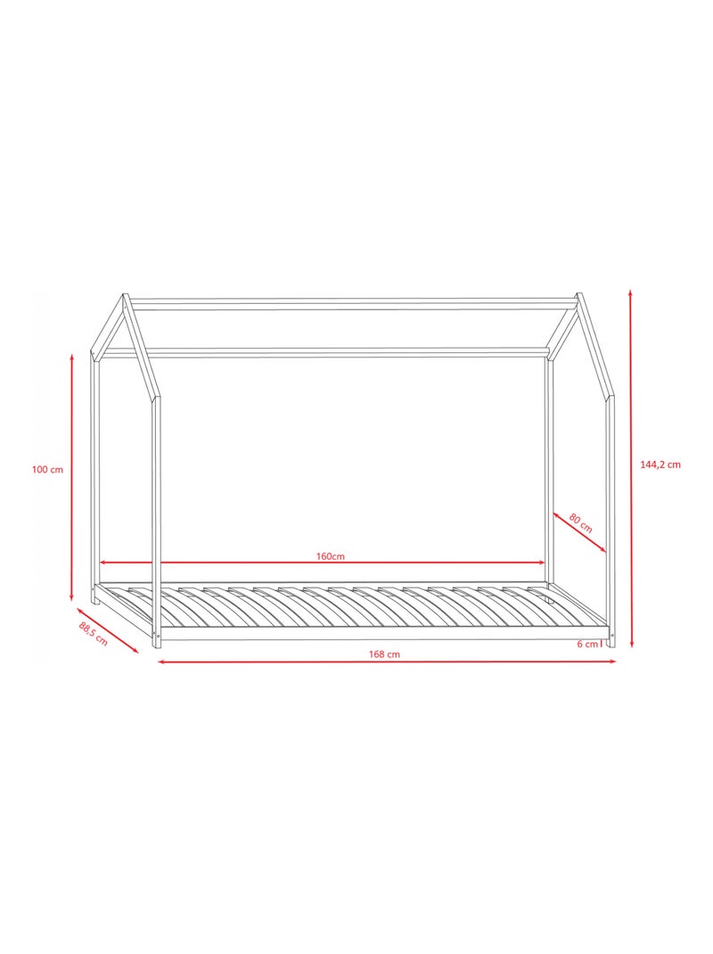 Lit Cabane Enfant Bella, 160x80cm Blanc - Kiabi