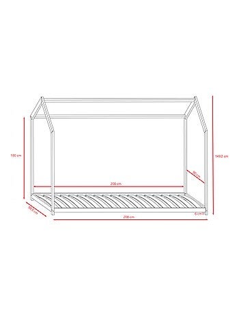 Lit Cabane Enfant Bella - Bois, 200x90cm
