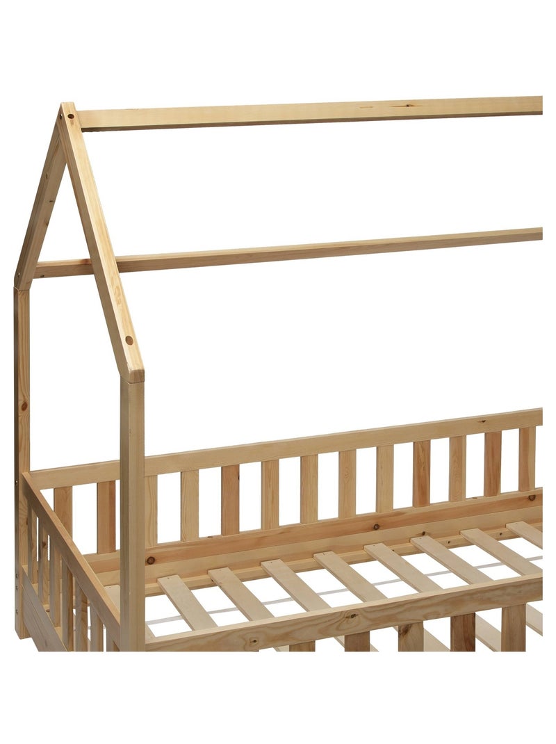 Lit cabane enfant Bois naturel - Kiabi