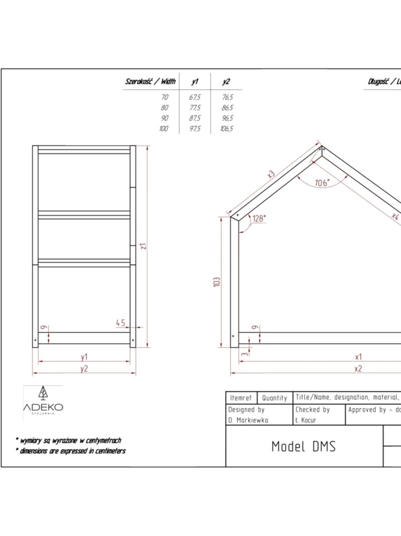 Lit cabane enfant dms 90×180 cm pin massif Beige - Kiabi