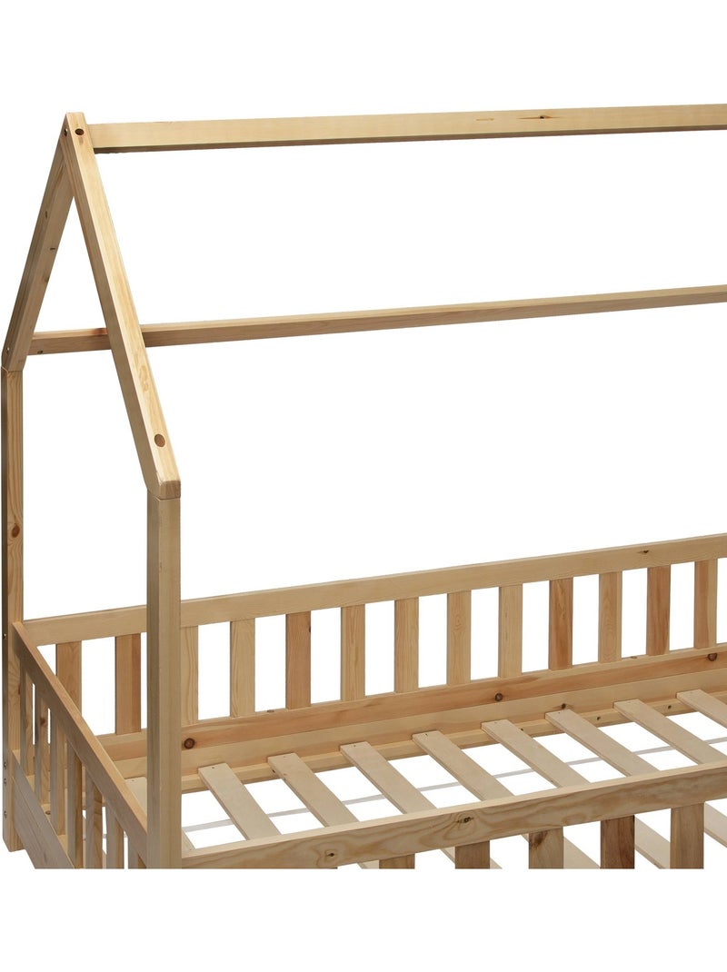 Lit cabane enfant en bois de pin BOSCO Bois naturel - Kiabi