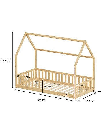 Lit cabane enfant en bois de pin