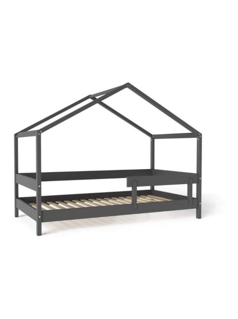 Lit cabane enfant en bois YappyHytte gris anthracite - Kiabi