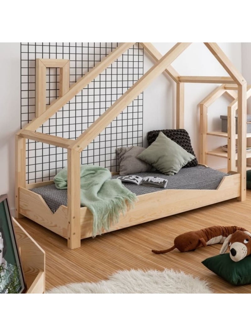 Lit cabane enfant luna a 90×140 cm pin massif Beige - Kiabi