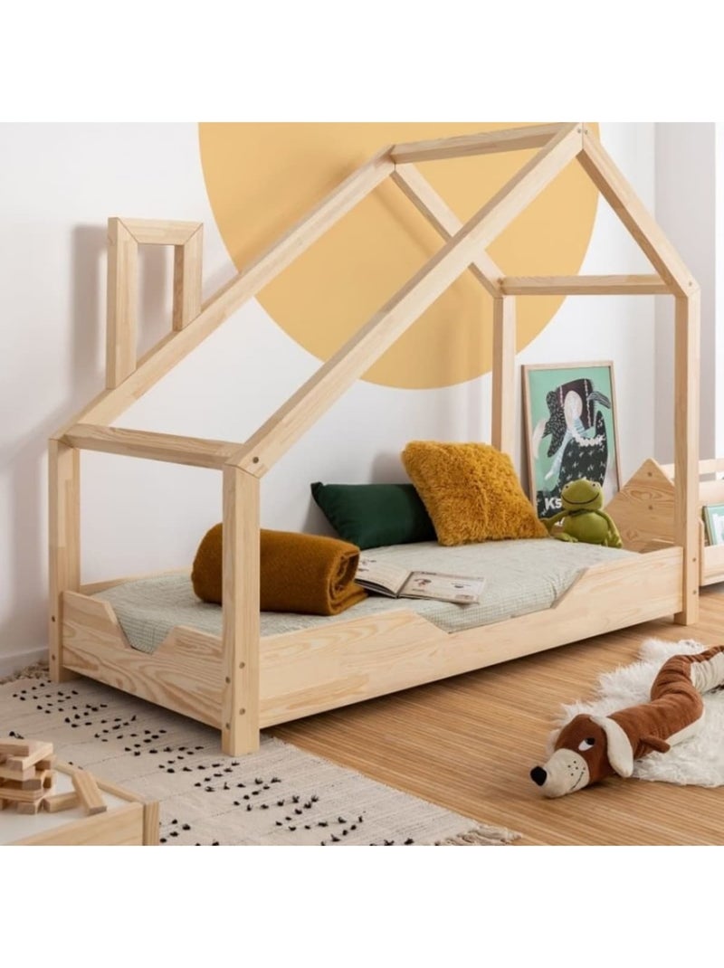Lit cabane enfant luna b 90×190 cm pin massif Beige - Kiabi
