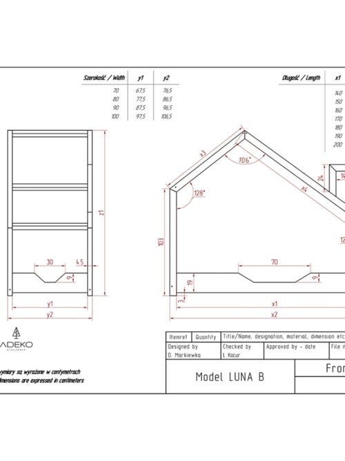 Lit cabane enfant luna b 90×190 cm pin massif - Kiabi