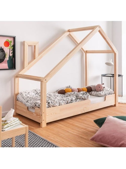 Lit cabane enfant luna c 70×160 cm pin massif - Kiabi