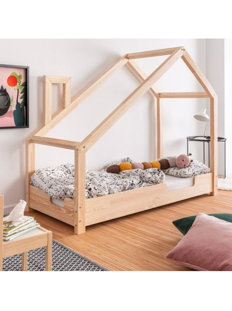Lit cabane enfant luna c 70×160 cm pin massif Beige - Kiabi