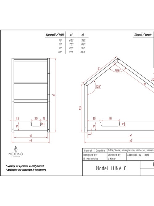 Lit cabane enfant luna c 70×160 cm pin massif - Kiabi