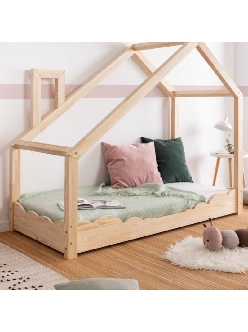 Lit cabane enfant luna d 80×140 cm pin massif Beige - Kiabi