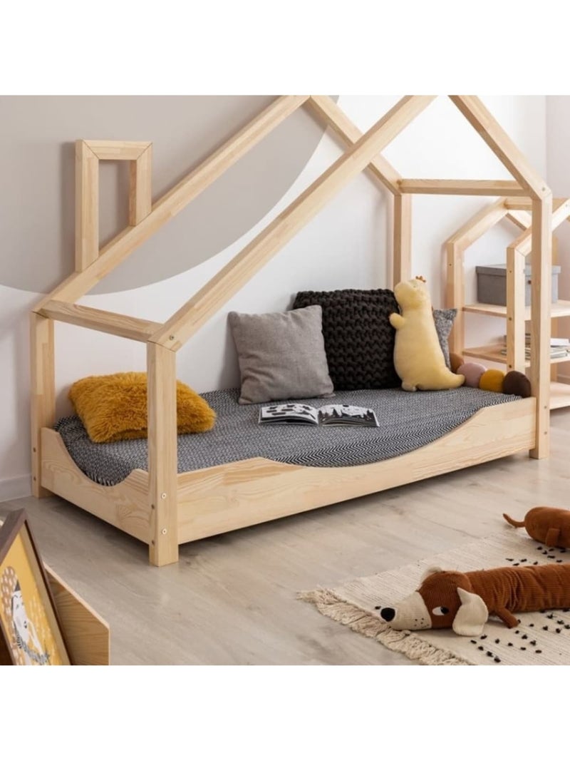 Lit cabane enfant luna e 80×200 cm pin massif Beige - Kiabi