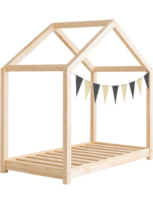 Lit cabane enfant rm 80×140 cm pin massif - Kiabi