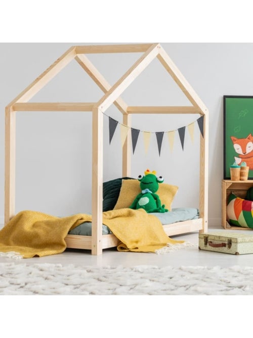 Lit cabane enfant rm 80×140 cm pin massif - Kiabi