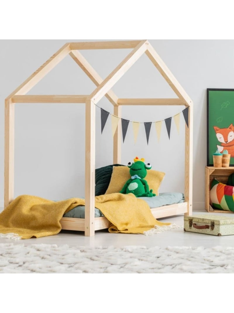 Lit cabane enfant rm 80×140 cm pin massif Beige - Kiabi