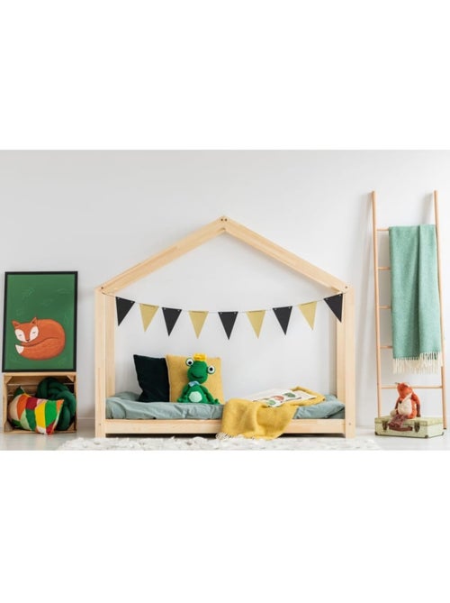 Lit cabane enfant rm 80×140 cm pin massif - Kiabi