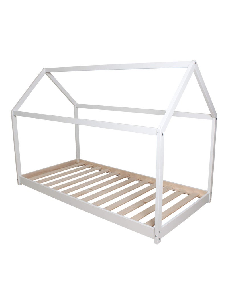 Lit cabane inspiration Montessori en bois massif Blanc - Kiabi