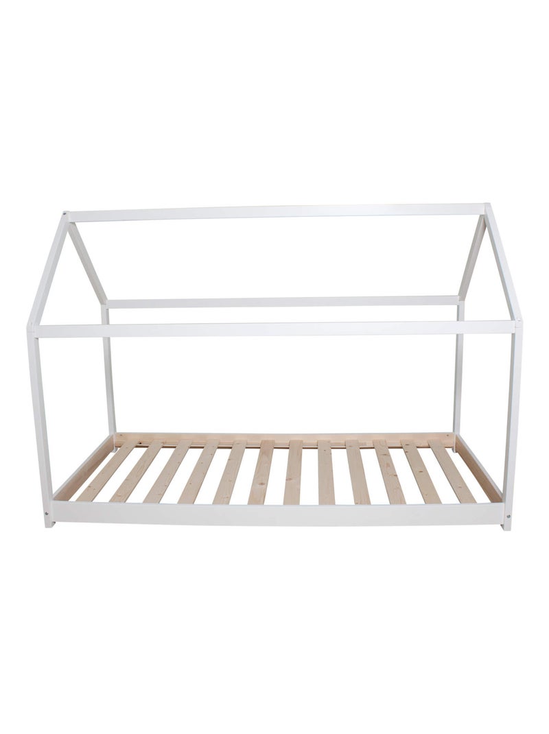Lit cabane inspiration Montessori en bois massif Blanc - Kiabi