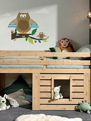 Lit cabane mi-hauteur en pin massif naturel HARY