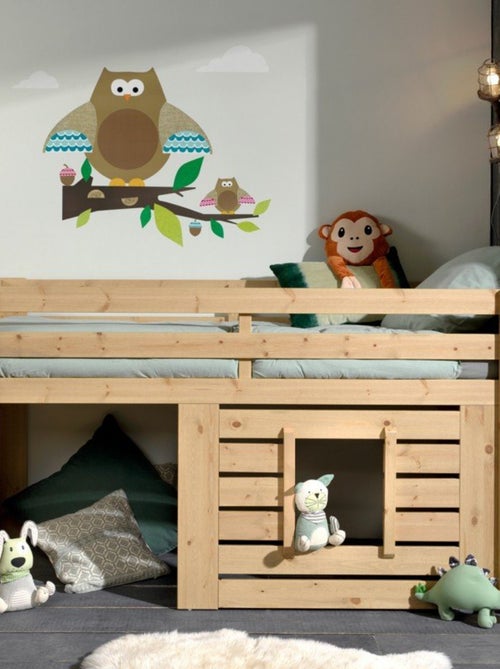 Lit cabane mi-hauteur en pin massif naturel  HARY - Kiabi