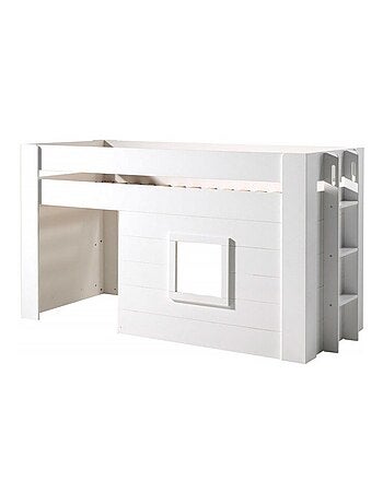 Lit cabane mi-hauteur imitation bois HENRIK