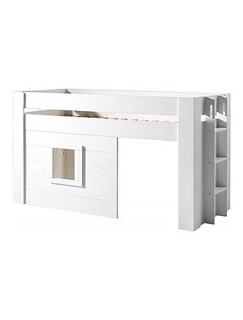 Lit cabane mi-hauteur imitation bois HENRIK