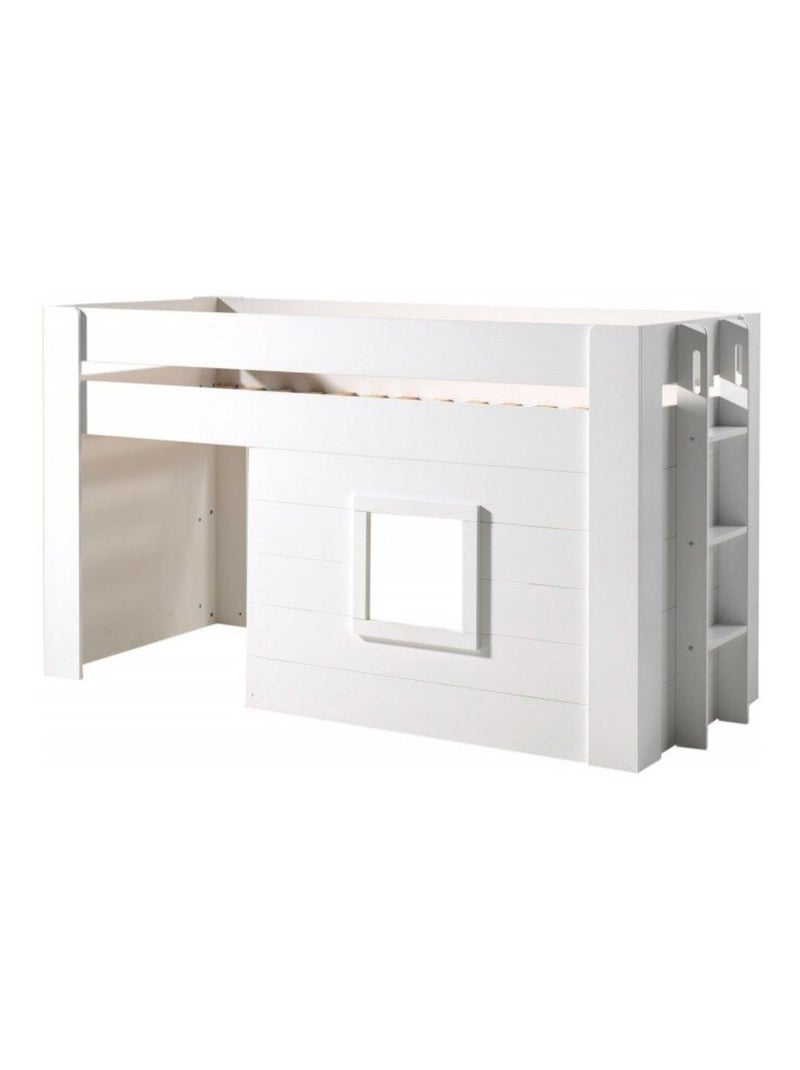 Lit cabane mi-hauteur imitation bois  HENRIK Blanc - Kiabi