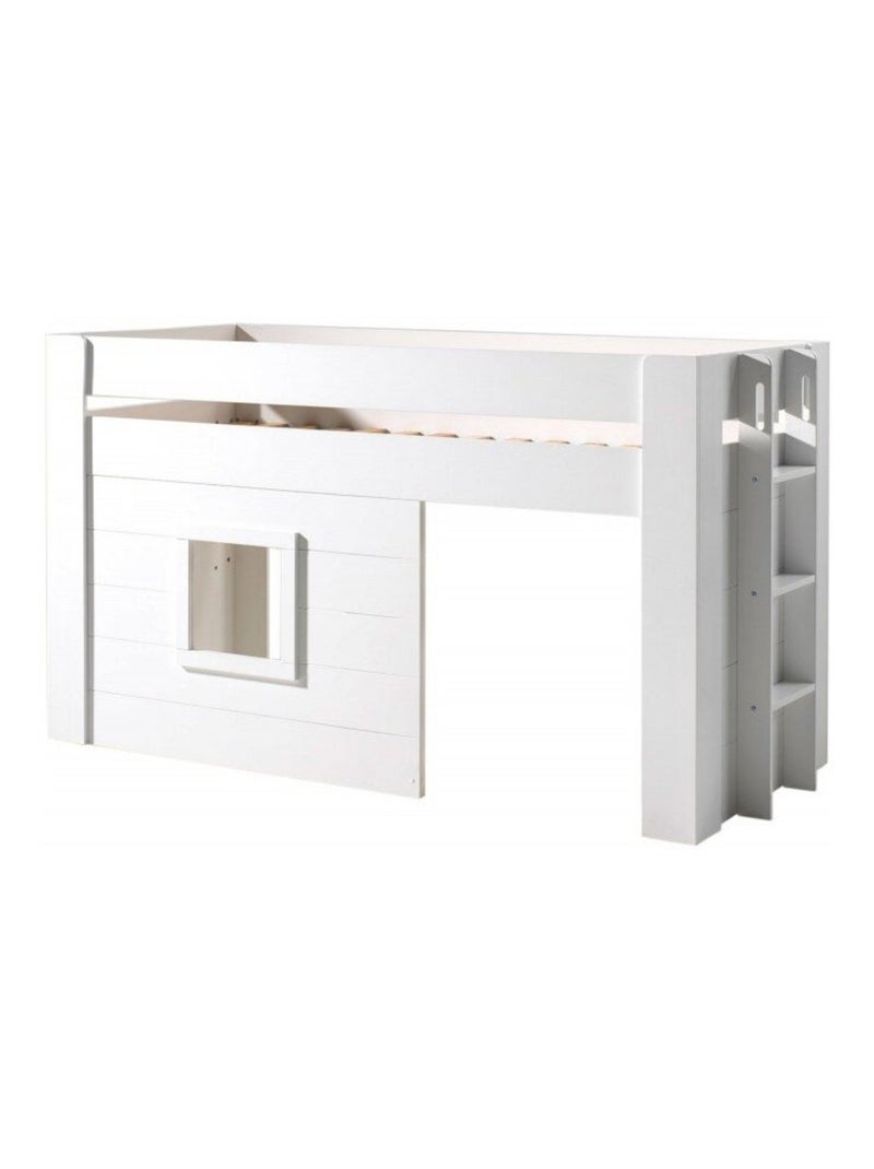 Lit cabane mi-hauteur imitation bois  HENRIK Blanc - Kiabi