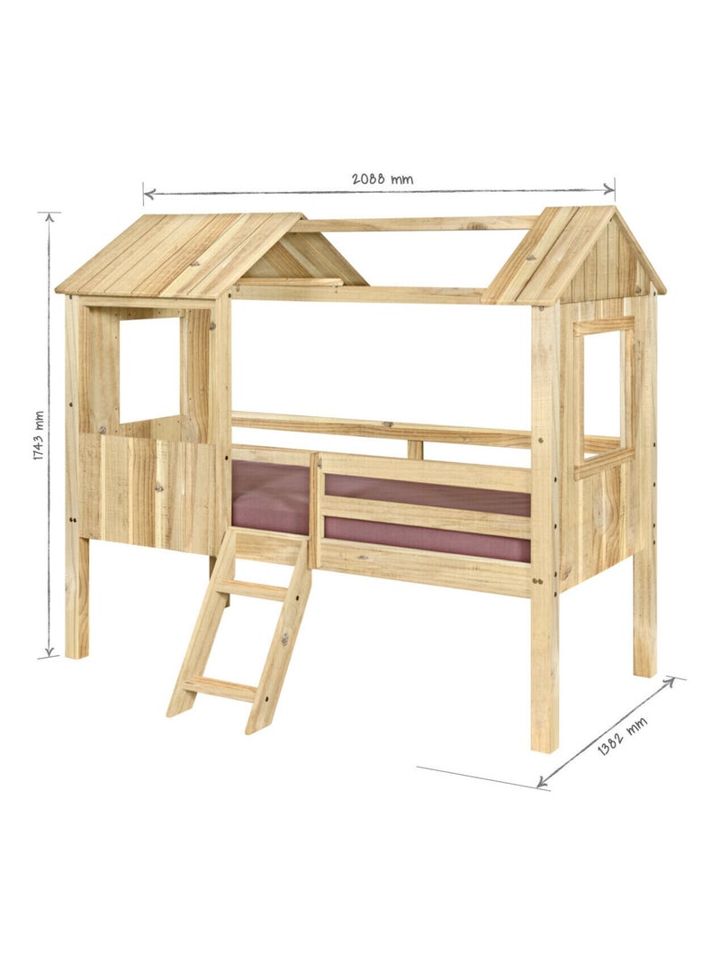 Lit cabane mi-hauteur Lao - AKITEN RETAIL Marron - Kiabi