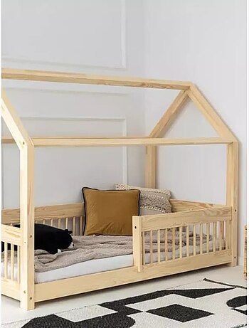 Lit cabane montessori enfant mbw mila 120×180 cm pin massif