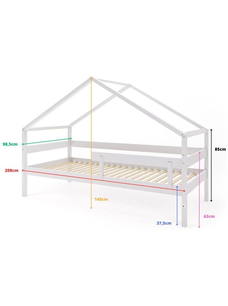 Lit cabane simple  en bois YappyHytte Gris clair - Kiabi
