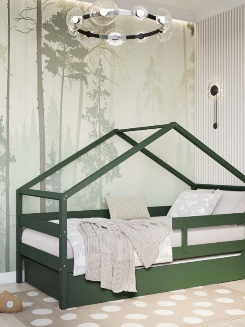 Lit cabane simple  en bois YappyHytte Vert - Kiabi