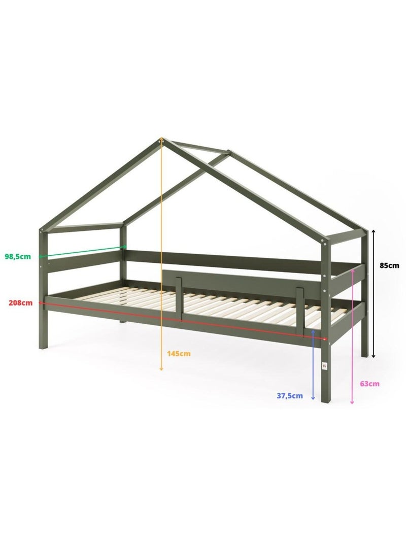 Lit cabane simple  en bois YappyHytte Vert - Kiabi