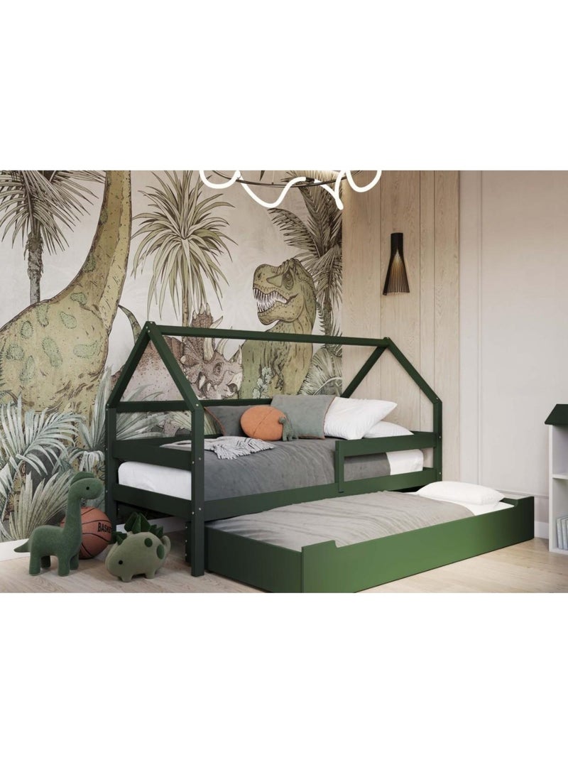 Lit cabane simple  en bois YappySole Vert - Kiabi